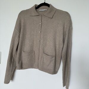 Abercrombie & Fitch Tan Cardigan Sweater with Collar